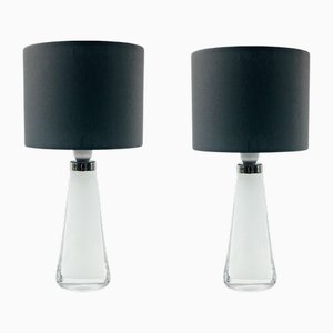 Scandinavian Glass Bedside Table Lamps by Carl Fagerlund for Orrefors, Sweden, 1960s, Set of 2