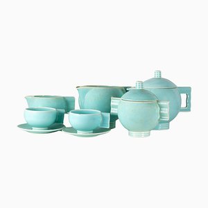 Art Deco Glazed Earthenware Tea Set from Villeroy & Boch, 1920s, Set of 8