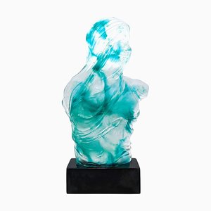 Sculpture of a Female Bust in Murano Glass with Green Reflections from YourMurano