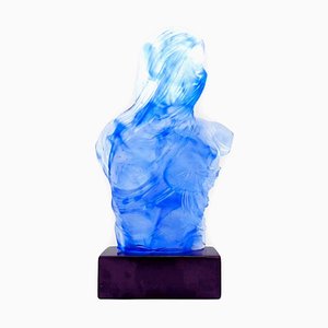 Female Bust Sculpture in Murano Glass with Blue Reflections from YourMurano