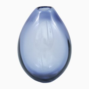 Mundgeblasene blaue Glasvase von Per Lütken für Holmegaard, 1960er