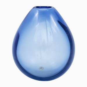 Handblown Blue Glass Drop Vase by Per Lütken for Holmegaard, 1960s