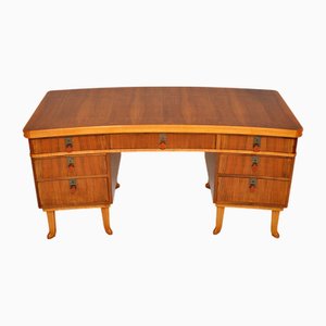 Vintage Walnut Pedestal Desk by Laszlo Hoenig, 1950s