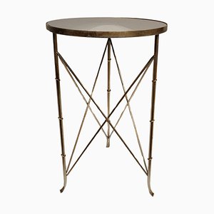 Circular Side Table with Mirror Top in the style of Maison Jansen, France, 1980s