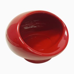 Posacenere sferico in ceramica smaltata rossa di Gabbianelli, Italia, anni '70