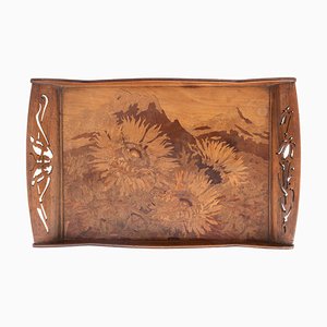 Art Nouveau Sunflower Tray from Emile Gallé, 1920s