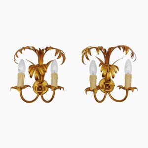Hollywood Regency Double Palm Wall Lights from Hans Kögl, 1970s, Set of 2