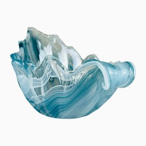 Blaue italienische Vintage Glasvase, 1990er