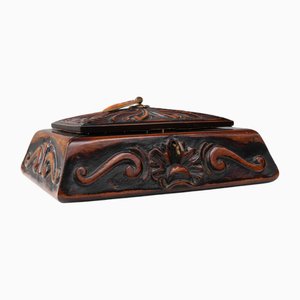 Art Deco French Sewing Box in Sculpted Wood, 1890s