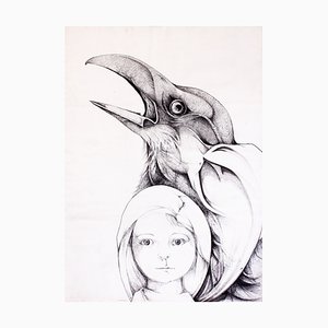 Dorothy C. Ruddick, Figur, Original Tinte auf Papier, 1961