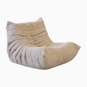Poltrona Togo in velluto a coste beige di Michel Ducaroy per Ligne Roset