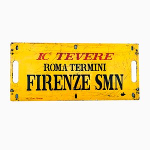 Vintage Italian Double-Sided Metal Train Route Sign: Roma Termini to Firenze SMN, 1970s