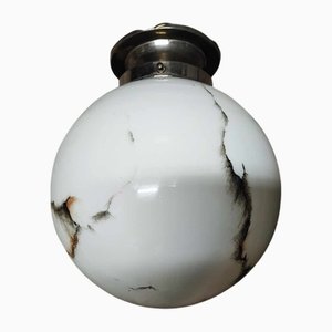 Art Deco Nickel-Plated Brass Ceiling Lamp, 1920s