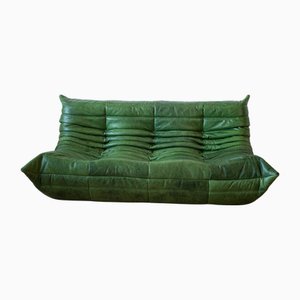 Canapé 3 Places Togo Dubai en Cuir Vert par Michel Ducaroy pour Ligne Roset