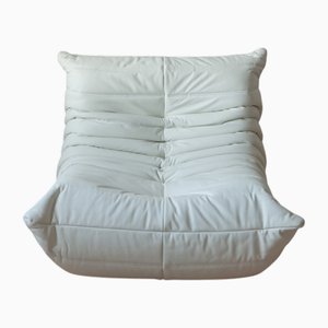 Weißer Togo Ledersessel von Michel Ducaroy für Ligne Roset