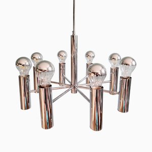 Space Age Chandelier in Tubular Chrome Metal from Hustadt Leuchten, 1970s