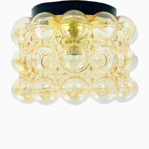 Mid-Century Amber Bubble Glass Flush Mount by Helena Tynell for Limburg, Germany, 1960s