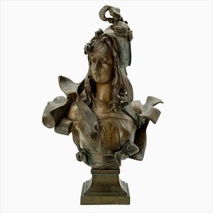 Bronze Bust of a Young Woman by Anton Nelson, 1890s