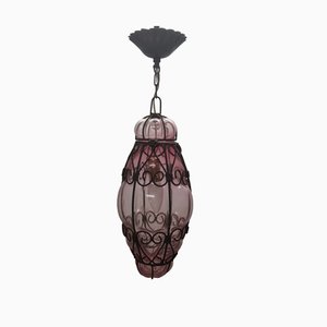 Lámpara colgante veneciana vintage de cristal de Murano, años 60