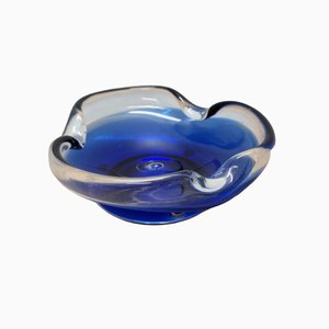 Scodella vintage in vetro di Murano blu, anni '90
