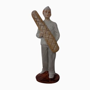 Porcelain Figurine of Baker with Baguette, Denmark, 1920s