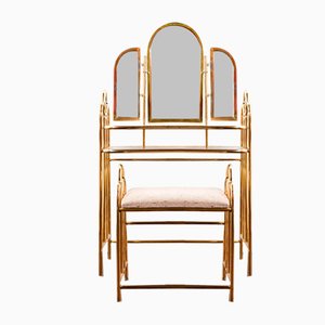 Hollywood Regency Style Toiletry Table with Matching Stool, 1960s, Set of 2