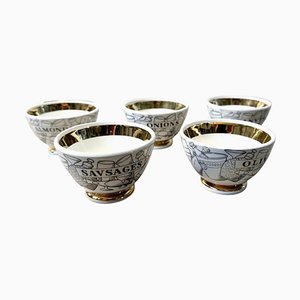 Set pour Apéritif Mid-Century en Porcelaine par Piero Fornasetti, 1950s, Set de 5
