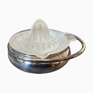 Modernist Silver-Plated and Glass Citrus Squeezer by Lino Sabattini, 1980s