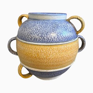 Italian Art Deco Futurist Polychrome Ceramic Vase, Albisola, 1930s
