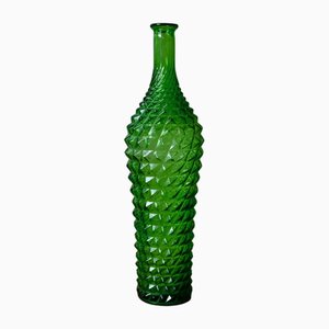 Botella italiana de vidrio verde de Empoli, años 60