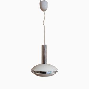 Deckenlampe aus Weißem Metall mit verchromten Elementen, 1970er