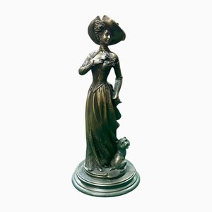 Bronze Figure of Woman with Her Dog at Her Feet, 1970s