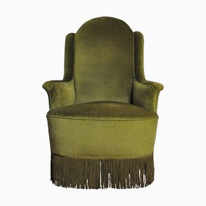 Sedia Art Déco in velluto verde, Danimarca, inizio XX secolo