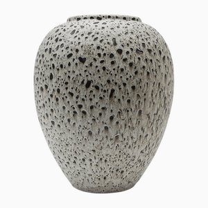 White and Black Studio Ceramic Floor Vase by Wilhelm & Elly Kuch, Germany, 1960s