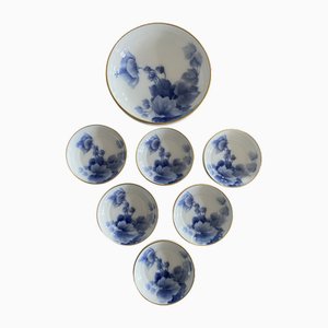Porcelain Bowls with Serving Bowl, Okura, Japan, 1900s, Set of 7