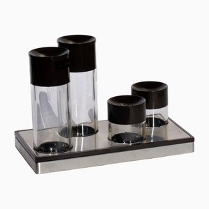 Scacchiera Oil, Vinegar, Salt and Pepper Set by Roberto Sambonet, Italy, 1970s, Set of 5