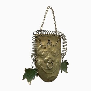 Vintage Brutalist Brass Wall Plaque with Nose and Earrings, 1970s