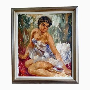 Bernt Lauritzen, Ballerina, 1960s, Large Oil on Canvas