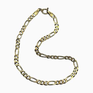 Brazalete Figaro vintage de oro de 9 ct con corazón