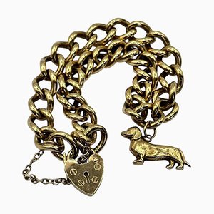 Vintage 9ct Gold Heart Padlock Bracelet