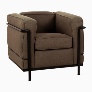 Fauteuil LC2 en Tissu Marron par Le Corbusier pour Cassina