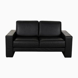 Schwarzes Zwei-Sitzer Ledersofa von Rolf Benz für Ego