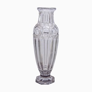 Große Belgische Vintage Kristallglas Vase von Val Saint Lamber, 1950