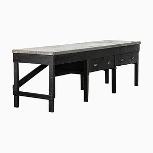 English Monumental Ebonised Pine Worktable, 19th Century