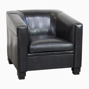Art Deco Black Sheep Leather Armchair