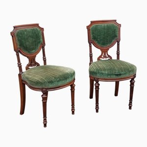 Sillas auxiliares victorianas de caoba. Juego de 2