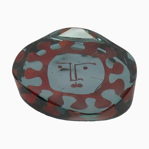 Plat en Verre Peint à l'envers attribué à Max Ingrand pour Fontana Arte, 1950s