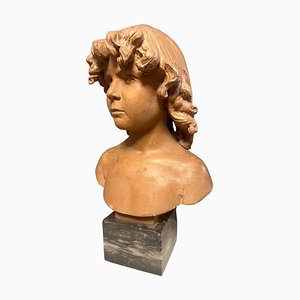 Französische Terrakotta Büste eines Jungen, 19. Jh., 1890