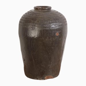 Antique Chinese Ceramic Vase in Dark Tones, 1900s