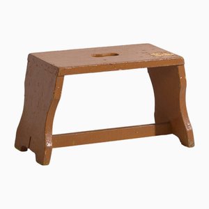 Small Antique Brown Stool, 1920